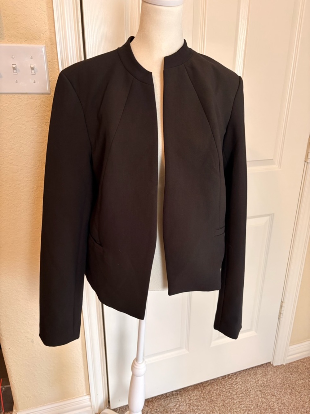 Halogen Black Collarless Open-Front Blazer